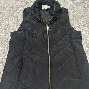 Michael Kors Black Quilted Vest with Gold Zipper